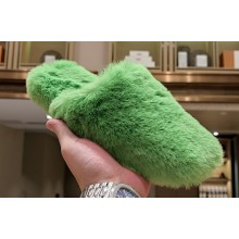 Balenciaga Teddy Faux Fur Mules Green 2023