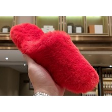 Balenciaga Teddy Faux Fur Mules Red 2023