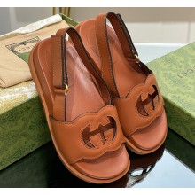 Gucci Interlocking G cut-out sandals 738687 Brown 2023