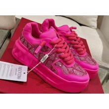 Valentino ONE STUD XL low-top sneakers in nappa leather and Crystals Fuchsia 2023