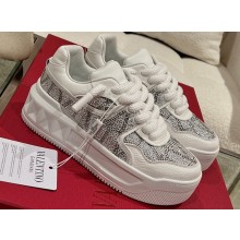 Valentino ONE STUD XL NAPPA LEATHER low-top sneakers in nappa leather and Crystals White 2023
