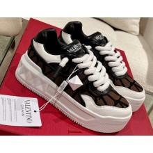 Valentino ONE STUD XL low-top sneakers in nappa leather and Toile Iconographe fabric Black 2023