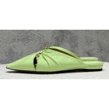 Bottega Veneta Patent leather Bunnie Flats Mules Light Green 2023