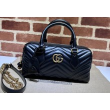 Gucci matelassé chevron leather GG Marmont small top handle bag ‎746319 Black 2023