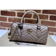 Gucci matelassé chevron leather GG Marmont small top handle bag 746319 Nude 2023