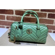 Gucci matelassé chevron leather GG Marmont small top handle bag 746319 Green 2023