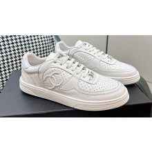 Chanel Calfskin CC Logo Sneakers White 2023