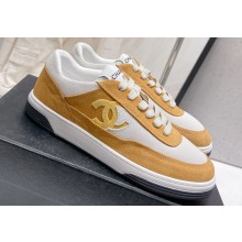 Chanel Suede Kidskin CC Logo Sneakers G39978 Yellow 2023