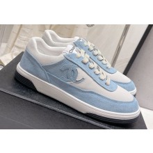 Chanel Suede Kidskin CC Logo Sneakers G39978 Blue 2023