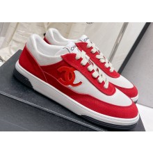 Chanel Suede Kidskin CC Logo Sneakers G39978 Red 2023