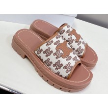 Celine CLEA TRIOMPHE SLIDEs in TRIOMPHE STAMPED CANVAS and Calfskin Brown 2023