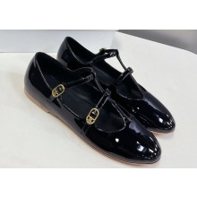 Celine DOUBLE STRAP MARY JANE BALLERINAs in Patent Calfskin Black 2023