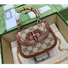 Gucci Bamboo 1947 mini top handle bag canvas with GG crystal 735116