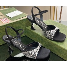 Gucci Heel 6.5cm sandals satin with crystals Black 2023