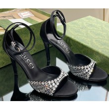 Gucci Heel 7.5cm sandals satin with crystals Black 2023