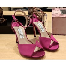 Jimmy Choo Heel 10cm Sacora Sandals Satin Dark Red 2023
