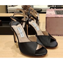 Jimmy Choo Heel 10cm Sacora Sandals Satin Black 2023
