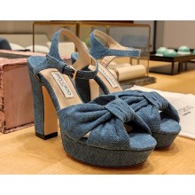 Jimmy Choo Heel 12cm Platform 4cm Heloise Sandals Denim Blue 2023