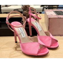 Jimmy Choo Heel 10cm Sacora Sandals Satin Pink 2023