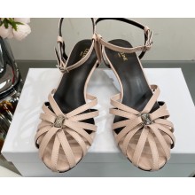 Celine Heel 4.5cm THIN LEATHER STRAPS TRIOMPHE Sandals In Calfskin Nude 2023