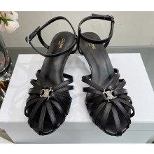 Celine Heel 4.5cm THIN LEATHER STRAPS TRIOMPHE Sandals In Calfskin Black 2023