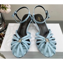 Celine Heel 4.5cm THIN LEATHER STRAPS TRIOMPHE Sandals In Calfskin Blue 2023