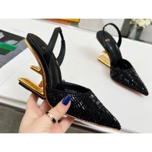 Fendi First rhinestone high-heeled slingbacks Black 2023