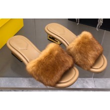 Fendi Sculptural heel Baguette mink slides Brown 2023