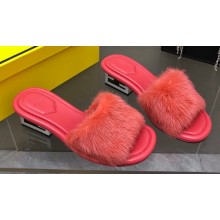 Fendi Sculptural heel Baguette mink slides Red 2023