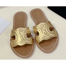 Celine TRIOMPHE Mules In Calfskin Gold 2023