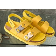 DIOR by BIRKENSTOCK Milano Women/Men Sandals in Nubuck Calfskin Yellow 2023