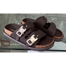 DIOR by BIRKENSTOCK Women/Men Slides in Nubuck Calfskin Coffee 2023
