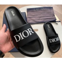 Dior Logo Print Black Men's Sandals 2023