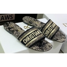 Dior Dway Flat Slides in Embroidered Cotton 05 2023