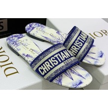 Dior Dway Flat Slides in Embroidered Cotton 02 2023