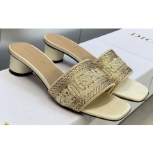 Dior Dway Heeled 4.5cm Slides in Embroidered Cotton 42 2023