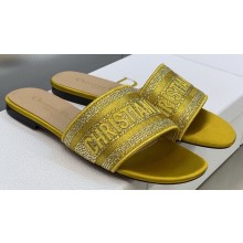 Dior Dway Flat Slides in Embroidered Cotton 38 2023