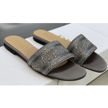Dior Dway Flat Slides in Embroidered Cotton 37 2023