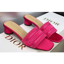 Dior Dway Heeled 4.5cm Slides in Embroidered Cotton 46 2023