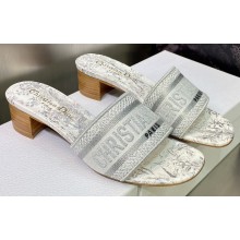 Dior Dway Heeled 4.5cm Slides in Embroidered Cotton 26 2023