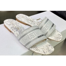 Dior Dway Flat Slides in Embroidered Cotton 29 2023