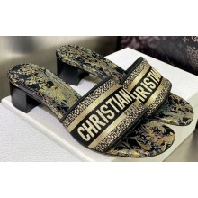 Dior Dway Heeled 4.5cm Slides in Embroidered Cotton 25 2023