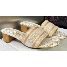 Dior Dway Heeled 4.5cm Slides in Embroidered Cotton 24 2023