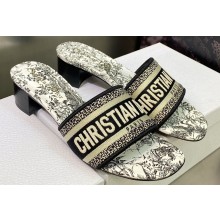 Dior Dway Heeled 4.5cm Slides in Embroidered Cotton 21 2023