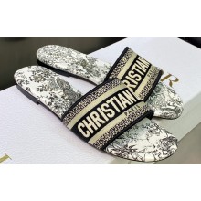 Dior Dway Flat Slides in Embroidered Cotton 21 2023