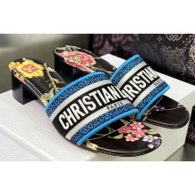 Dior Dway Heeled 4.5cm Slides in Embroidered Cotton 18 2023