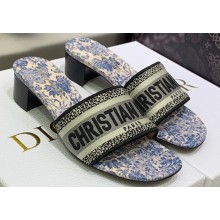 Dior Dway Heeled 4.5cm Slides in Embroidered Cotton 16 2023