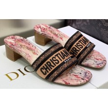 Dior Dway Heeled 4.5cm Slides in Embroidered Cotton 15 2023