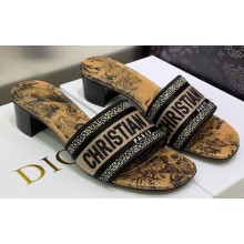 Dior Dway Heeled 4.5cm Slides in Embroidered Cotton 14 2023