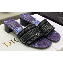 Dior Dway Heeled 4.5cm Slides in Embroidered Cotton 13 2023